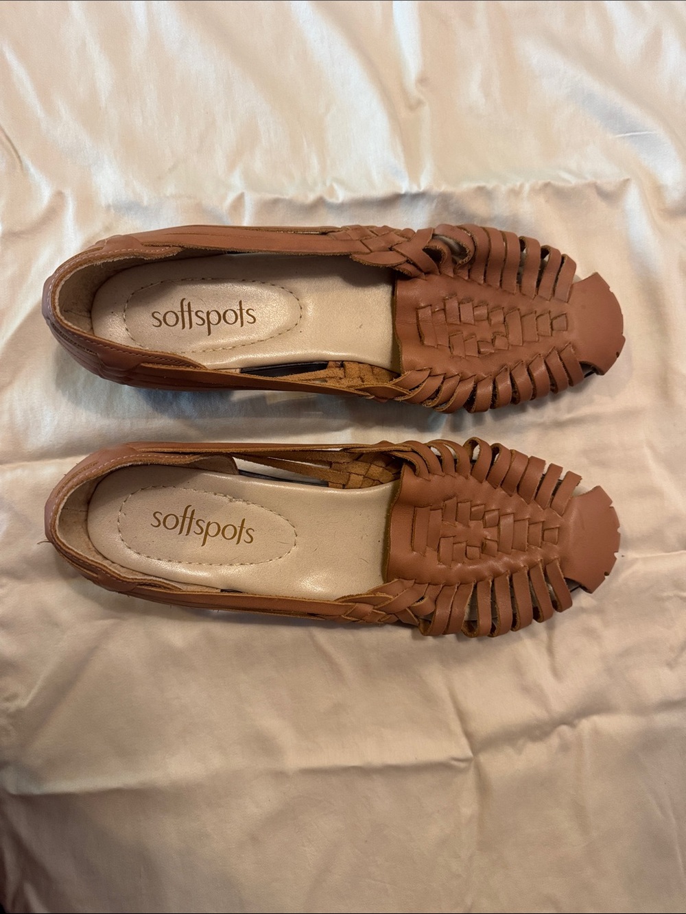 Softspots Tan Woven Leather Slip-On Moccasins